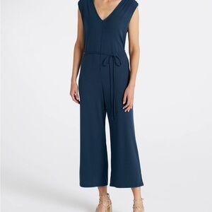Nine Britton Blue V-Neck Jumpsuit with Tie Waist from Stitch Fix- Size Small